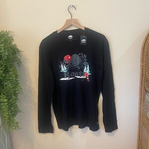 Roots Men’s Organic Cooper Novelty Beaver Hockey Long Sleeve T-Shirt Size Small